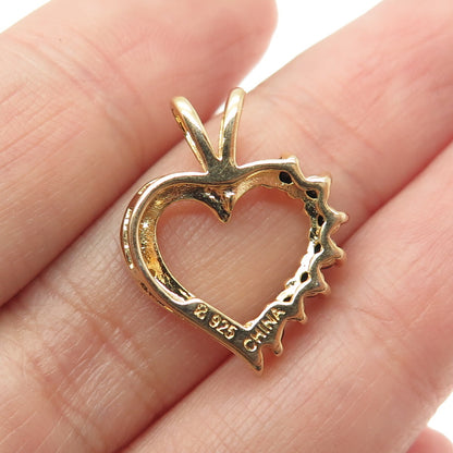 ROSS SIMONS 925 Sterling Silver 2-Tone Diamond Accent Sapphire Gem Heart Pendant