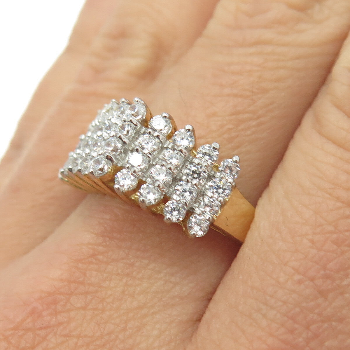 HAN 925 Sterling Silver Gold Plated Pave C Z Ring Size 10