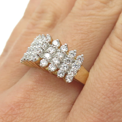 HAN 925 Sterling Silver Gold Plated Pave C Z Ring Size 10