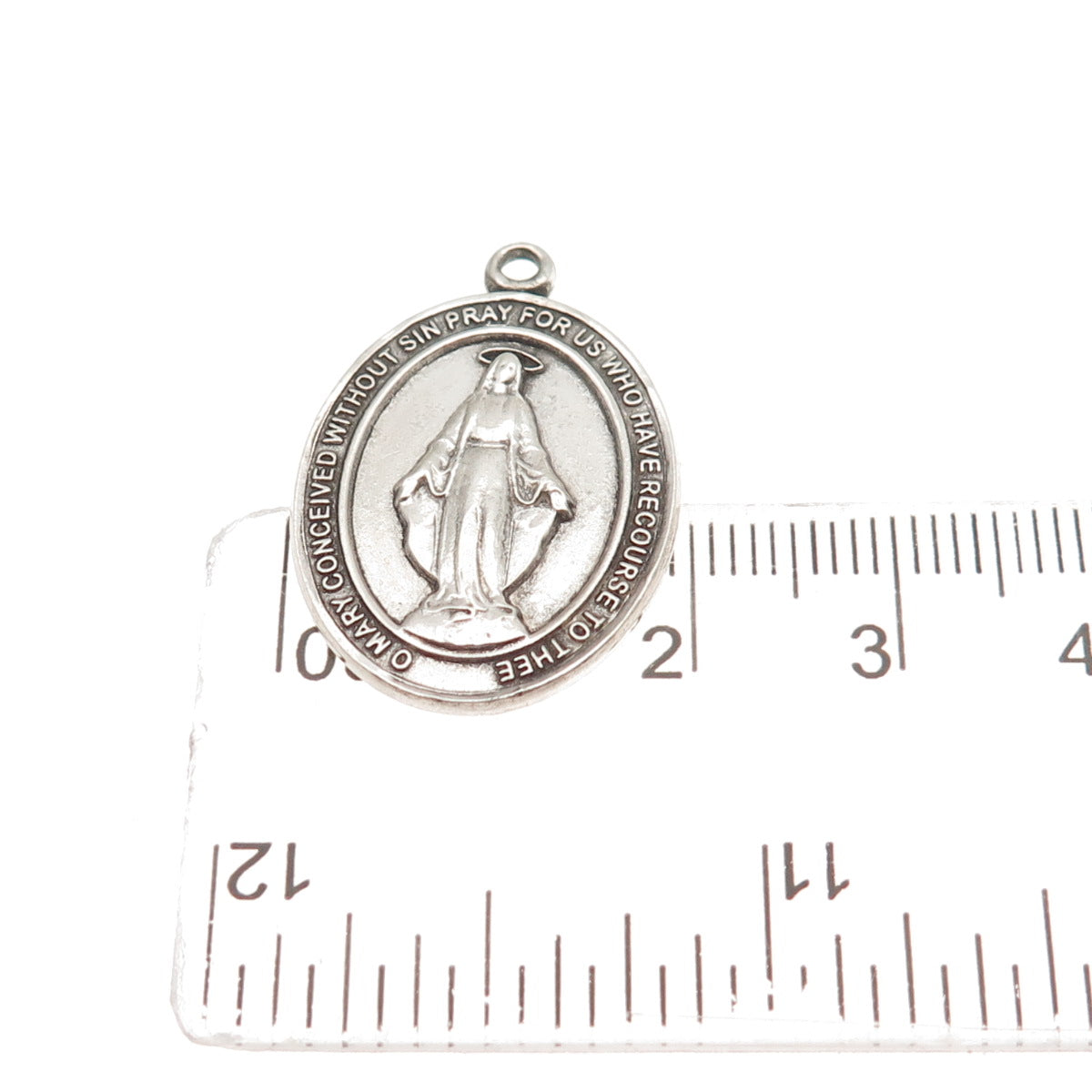 BLISS 925 Sterling Silver Antique Art Deco St. Mary Miraculous Medal Pendant