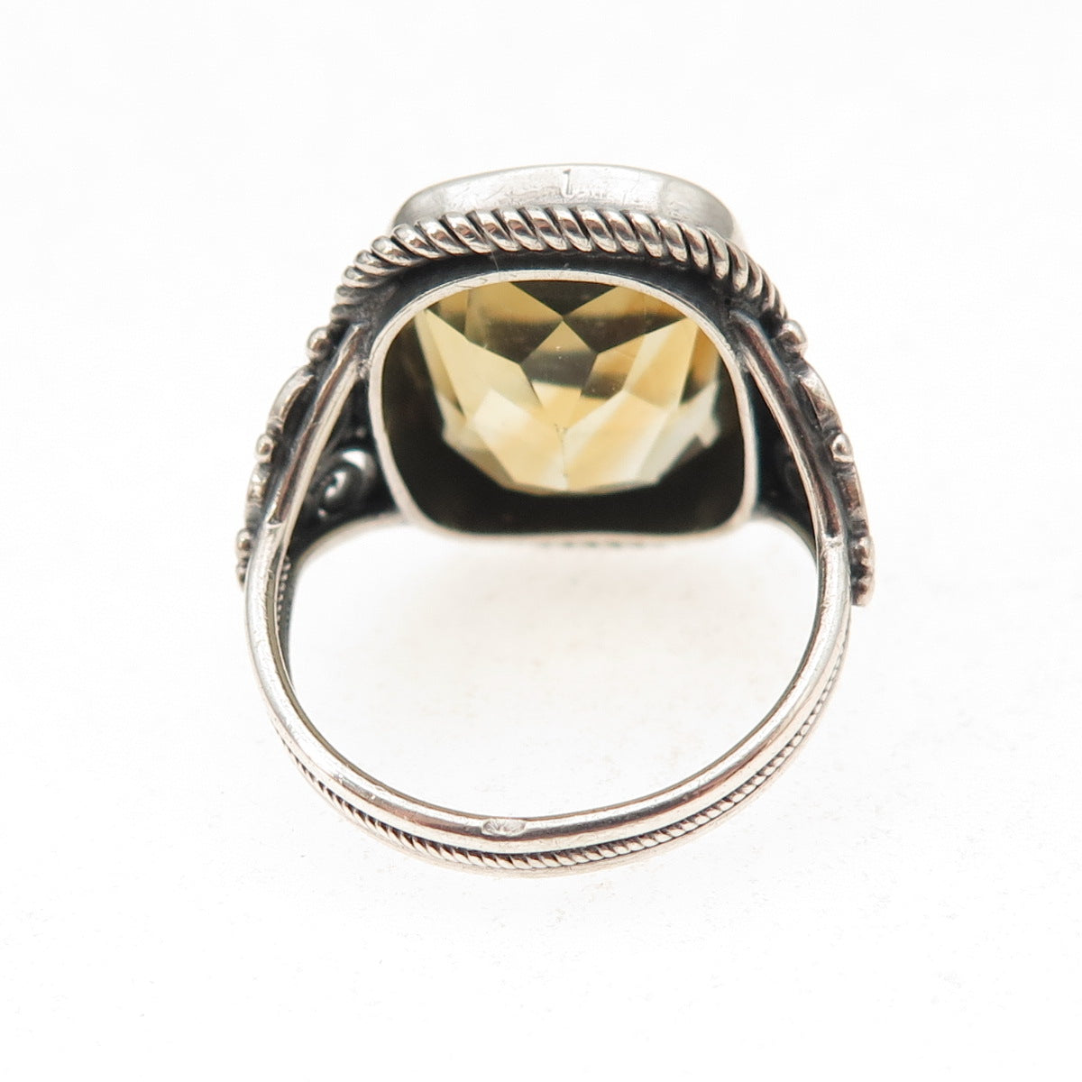 925 Sterling Silver Vintage Real Citrine Oxidized Ring Size 4.75