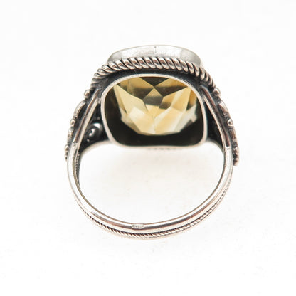 925 Sterling Silver Vintage Real Citrine Oxidized Ring Size 4.75