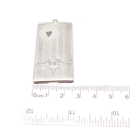 MARATHON 925 Sterling Silver Antique Art Deco Monogram Chatelaine Locket Case