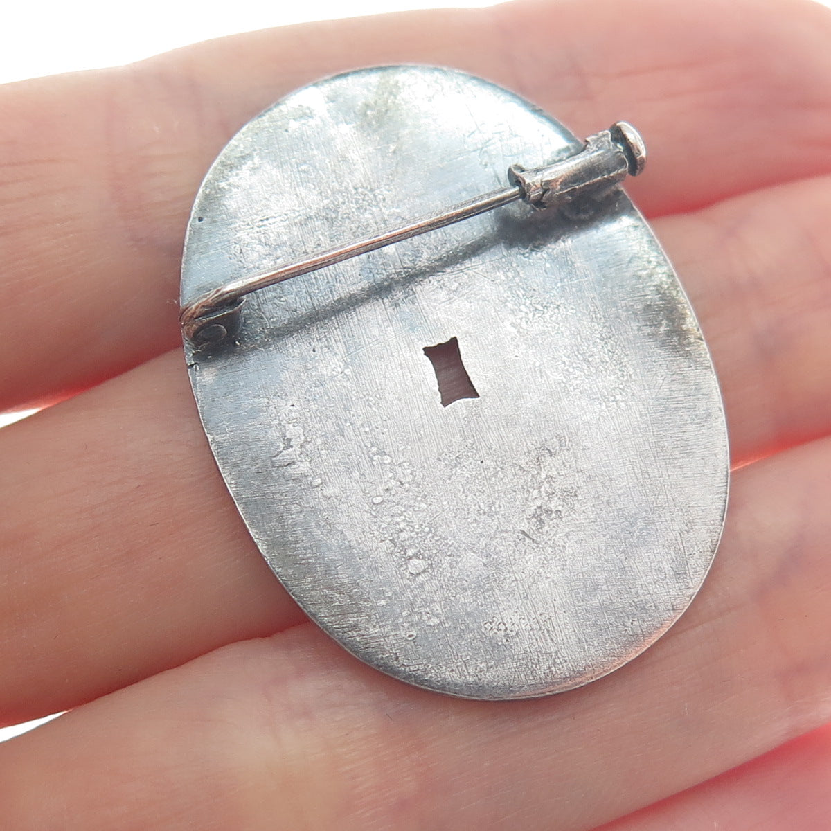 925 Sterling Silver Antique Chinese Coin Oxidized Pin Brooch