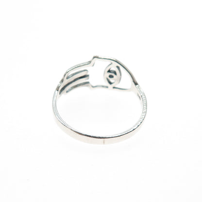 925 Sterling Silver Vintage Hamsa Amulet Ring Size 6