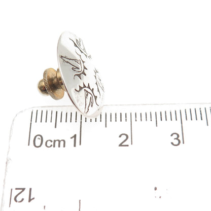 Eva & Linberg Billah Navajo Old Pawn Sterling Vintage Wolf Tie Tack / Lapel Pin