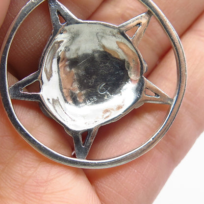 925 Sterling Silver Vintage Star Leaf Pendant