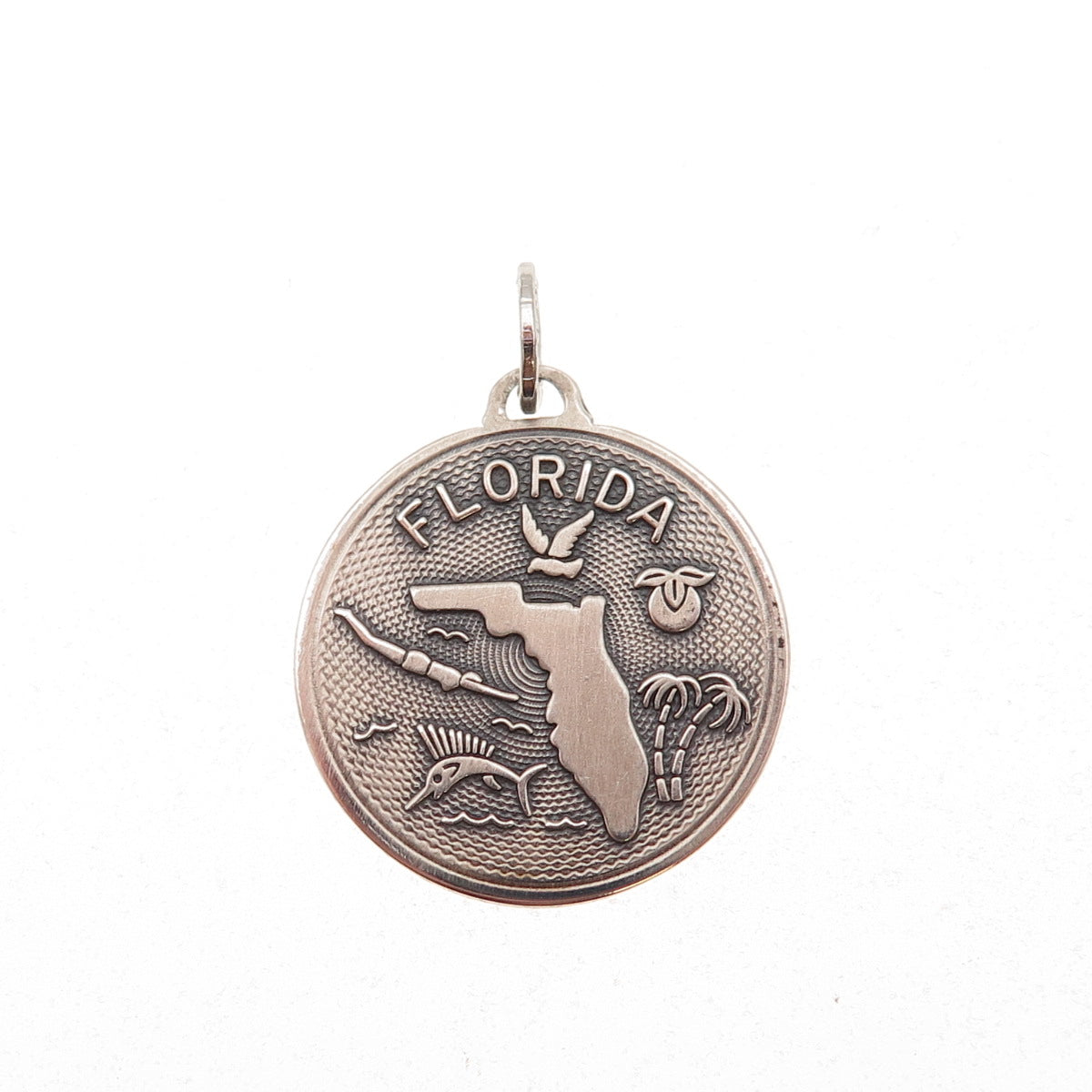 Beau 925 Sterling Silver Vintage Florida Oxidized Charm Pendant