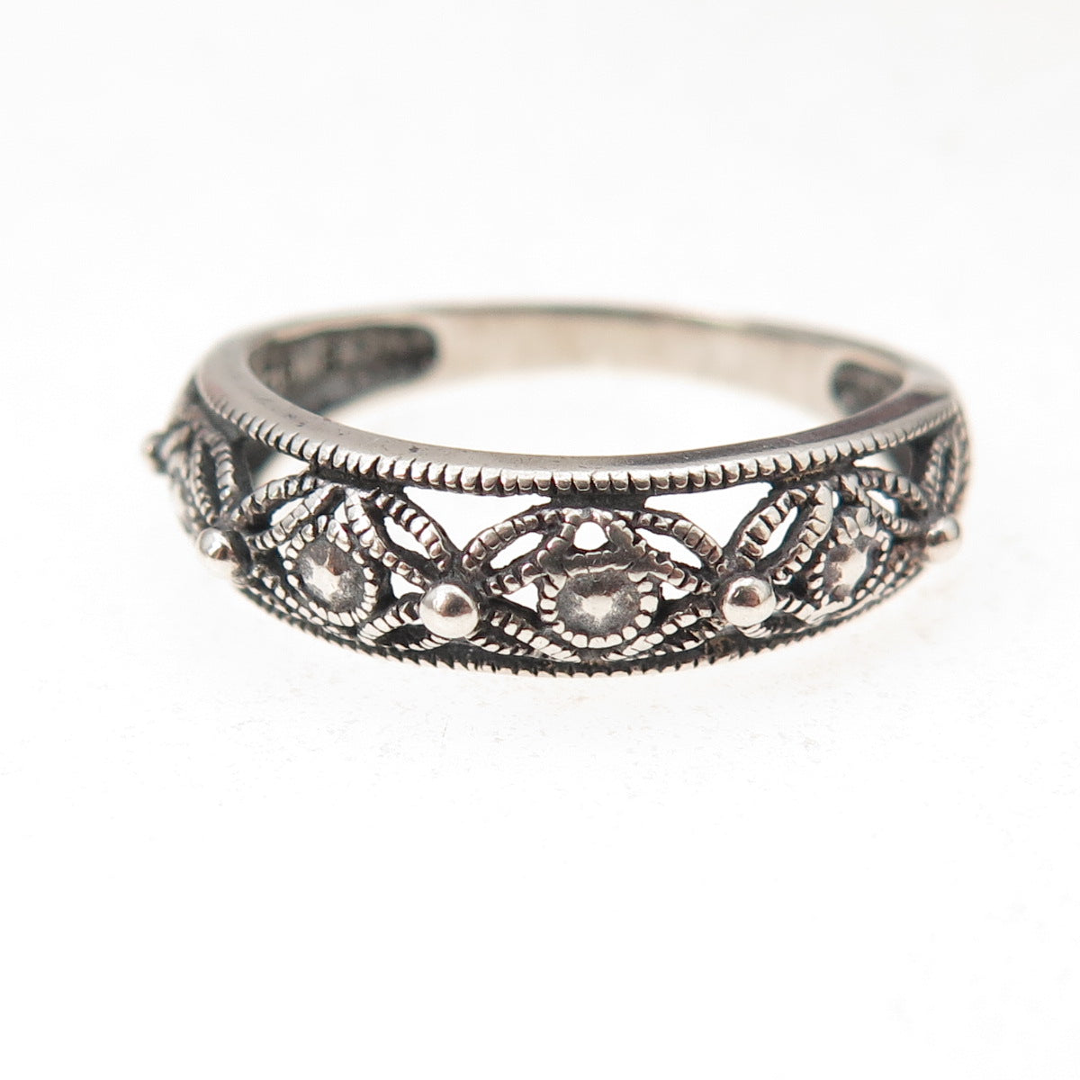 RJ Graziano 925 Sterling Silver Vintage Filigree Oxidized Ring Size 8