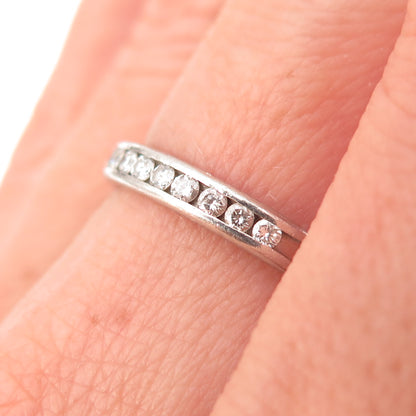 Vintage Platinum Real Diamond Half Eternity Stackable Ring Size 6.5