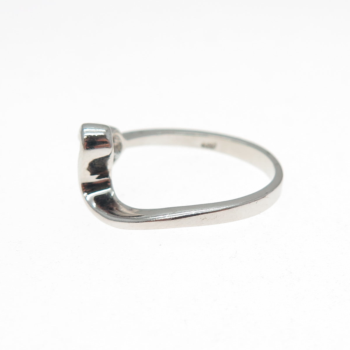 925 Sterling Silver Round-Cut C Z Modernist Heart Ring Size 8