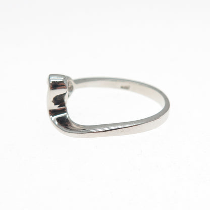 925 Sterling Silver Round-Cut C Z Modernist Heart Ring Size 8