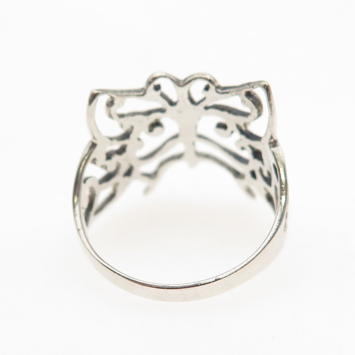 925 Sterling Silver Vintage Butterfly Oxidized Ring Size 6.25