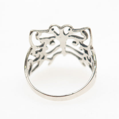 925 Sterling Silver Vintage Butterfly Oxidized Ring Size 6.25