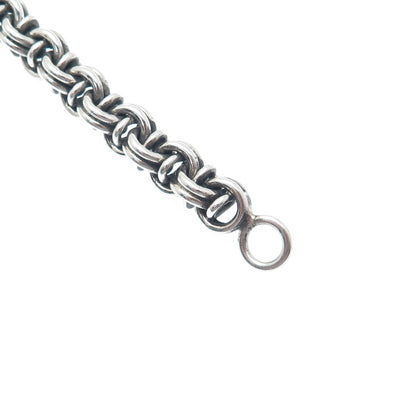 925 Sterling Silver Vintage Bismark Link Oxidized Bracelet 7"
