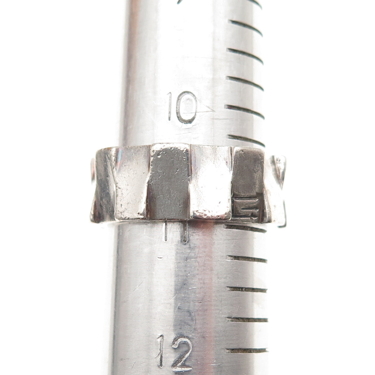 925 Sterling Silver Vintage Italy Modernist Oxidized Band Ring Size 11