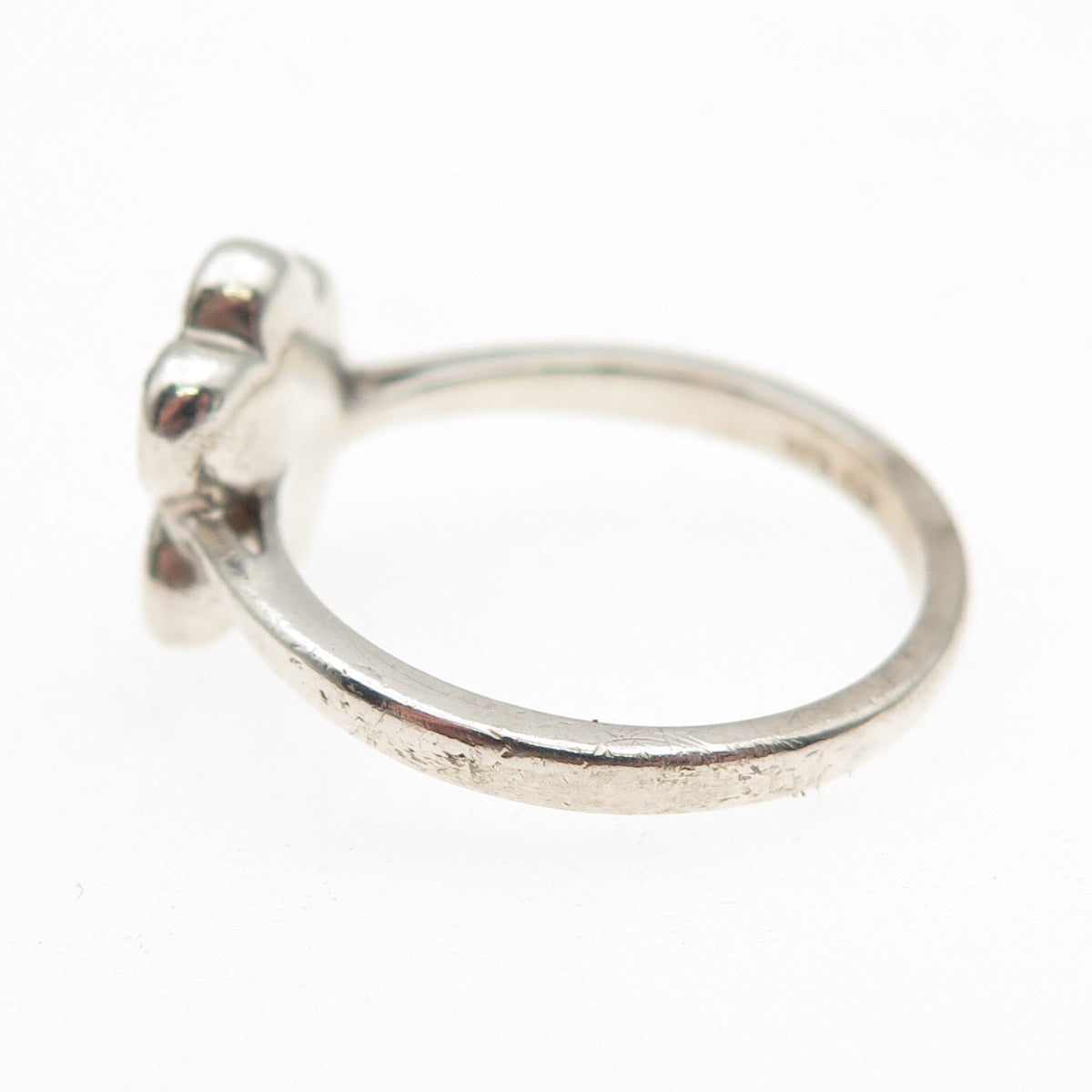 925 Sterling Silver Real Round-Cut Black & White Diamond Dog Paw Ring Size 7