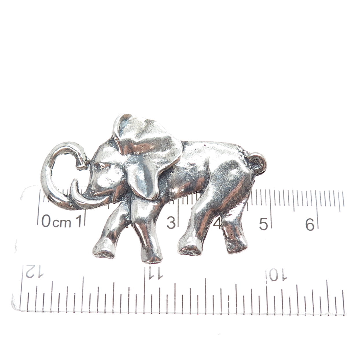 925 Sterling Silver Vintage Elephant Oxidized Pin Brooch