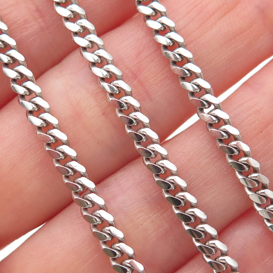 925 Sterling Silver Italy Cuban Chain Necklace 22"