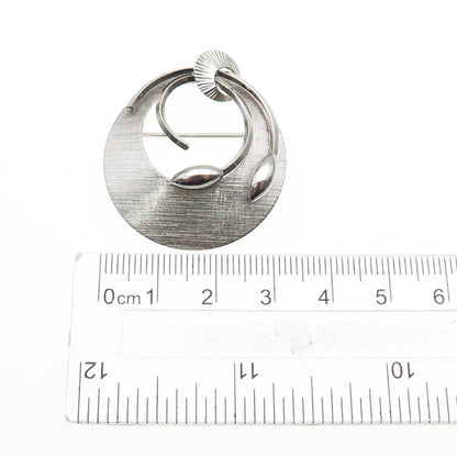 STAR ART 925 Sterling Silver Vintage Modernist Floral Oxidized Pin Brooch