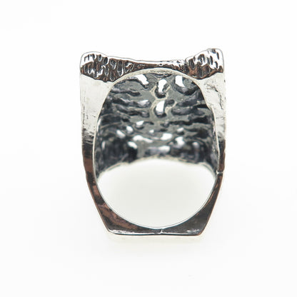 925 Sterling Silver Vintage Modernist Oxidized Statement Ring Size 8.75