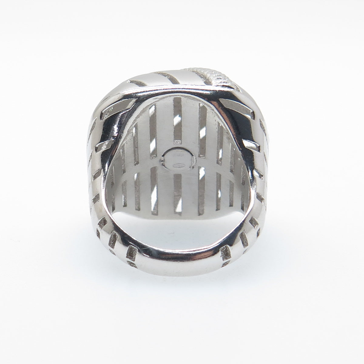 925 Sterling Silver Italy Modernist Ribbed Dome Ring Size 7.75