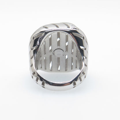 925 Sterling Silver Italy Modernist Ribbed Dome Ring Size 7.75