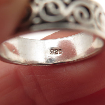 925 Sterling Silver Vintage Swirl Oxidized Band Ring Size 7