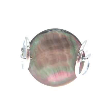 ROSS SIMONS 925 Sterling Silver Vintage Real Abalone Shell Spiral Ring Size 5