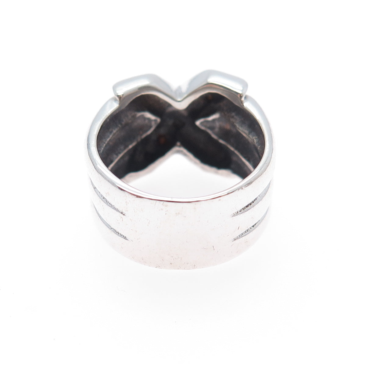 CHATEAU D'ARGENT 925 Sterling Silver Vintage Modernist X Shape Ring Size 6.25