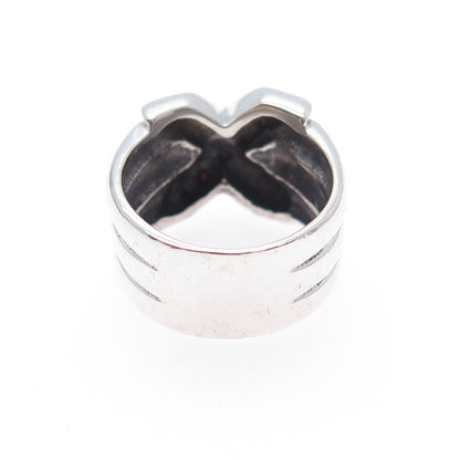 CHATEAU D'ARGENT 925 Sterling Silver Vintage Modernist X Shape Ring Size 6.25