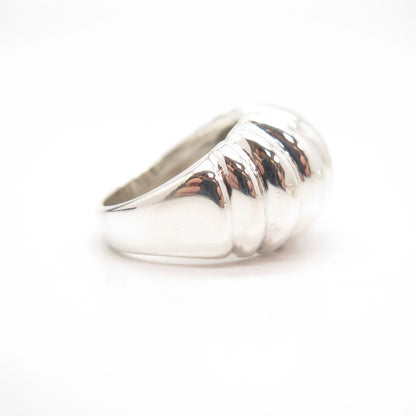 925 Sterling Silver Vintage Mexico Ribbed Wide Ring Size 7 1/4