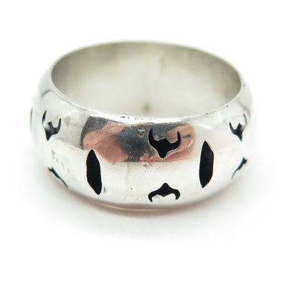 925 Sterling Silver Vintage Buffalo Modernist Shadow Box Band Ring Size 10.75