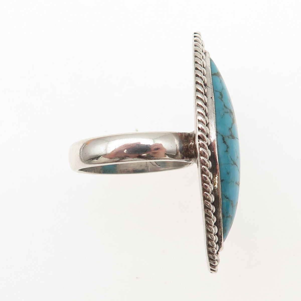 Krush Kandy 925 Sterling Silver Vintage Real Turquoise Beaded Ring Size 8.5