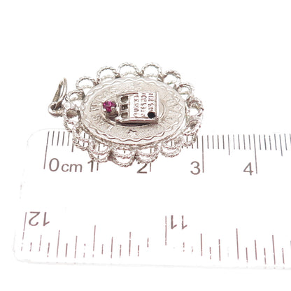 925 Sterling Silver Vintage Rhinestone Las Vegas Casino Good Luck Charm Pendant