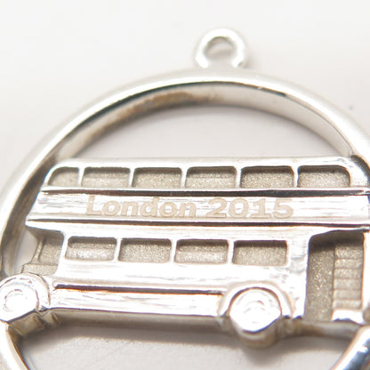 925 Sterling Silver Vintage "London 2015" Double-decker Bus Pendant