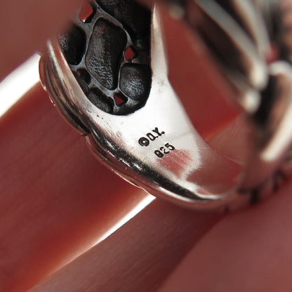 David Yurman 925 Sterling Silver Vintage Woven Oxidized Ring Size 7.25