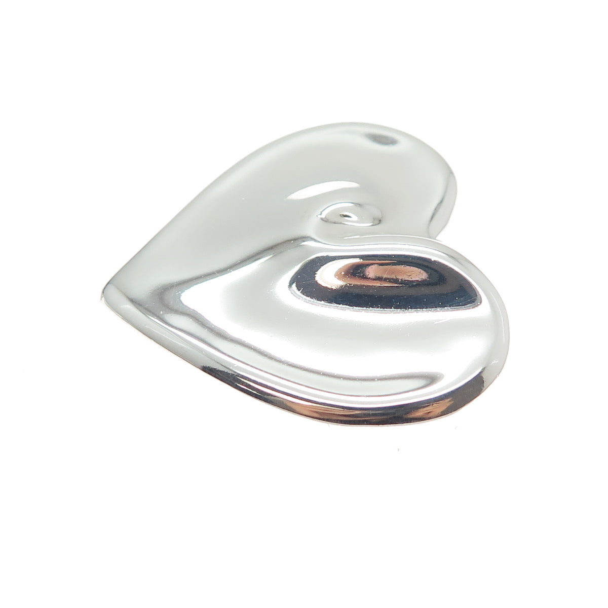 925 Sterling Silver Vintage Mexico Modernist Heart Pin Brooch / Pendant