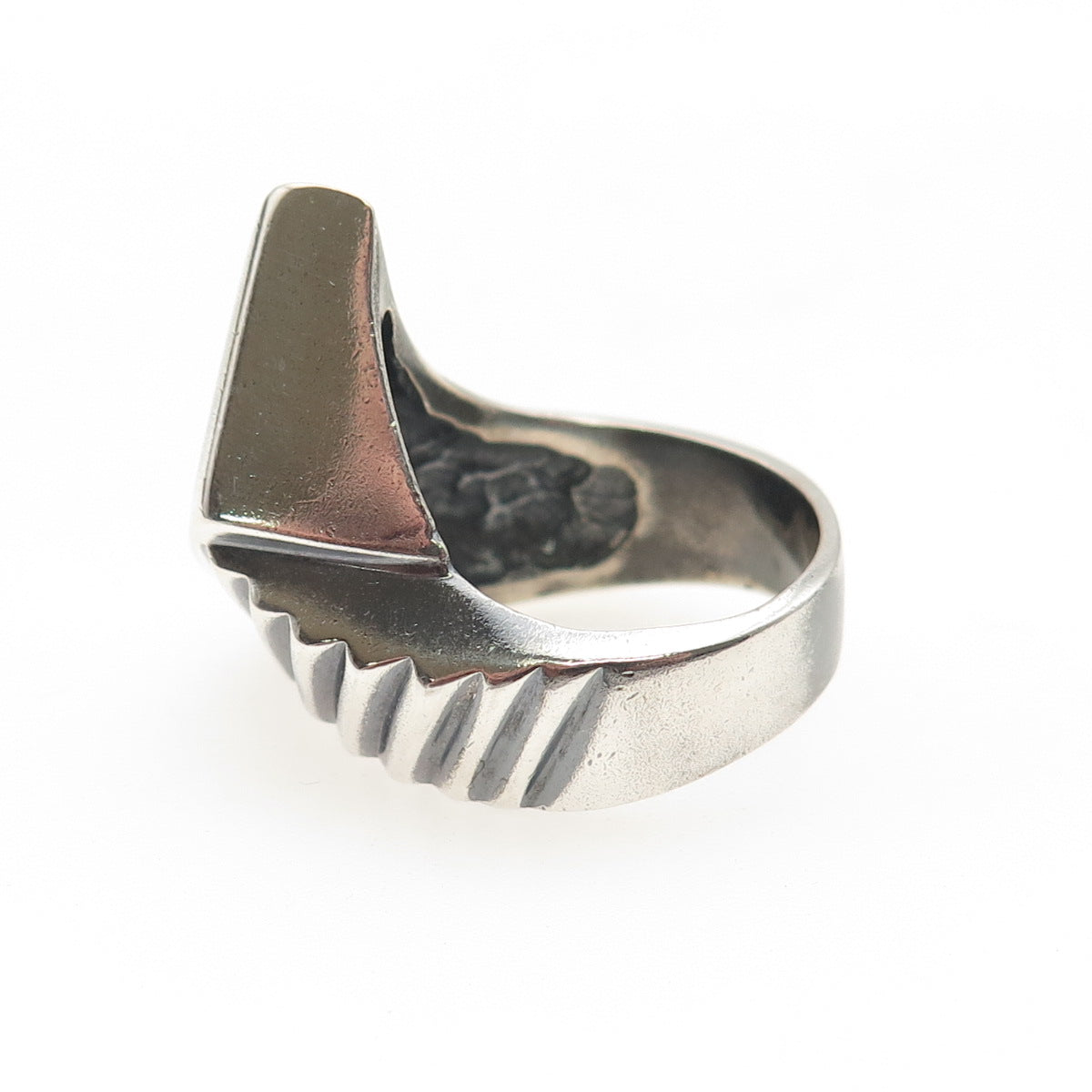 925 Sterling Silver Vintage Modernist Claw Oxidized Ring Size 7