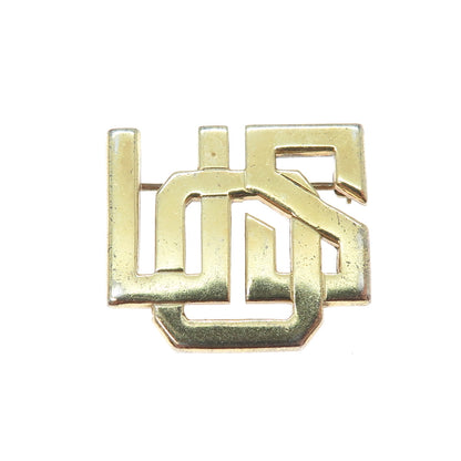925 Sterling Silver Gold Plated Vintage USO United Service Organization Brooch