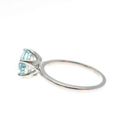 DAZZLERS 925 Sterling Silver Round-Cut Nano Blue Topaz Ring Size 5.25