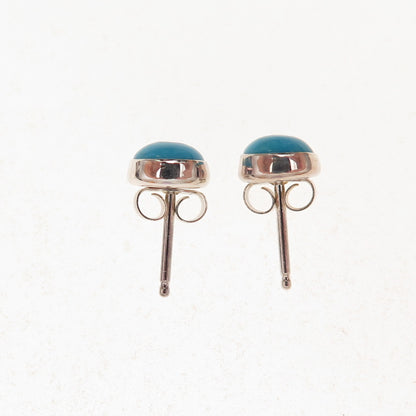 925 Sterling Silver Vintage Real Sleeping Beauty Turquoise Stud Earrings