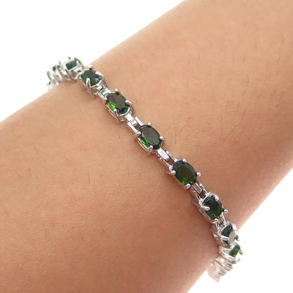 CHUCK CLEMENCY 925 Sterling Silver Real Oval-Cut Peridot Bracelet 8"