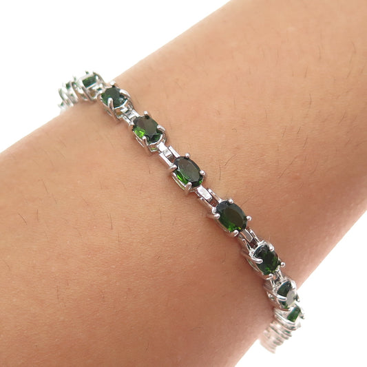 CHUCK CLEMENCY 925 Sterling Silver Real Oval-Cut Peridot Bracelet 8"