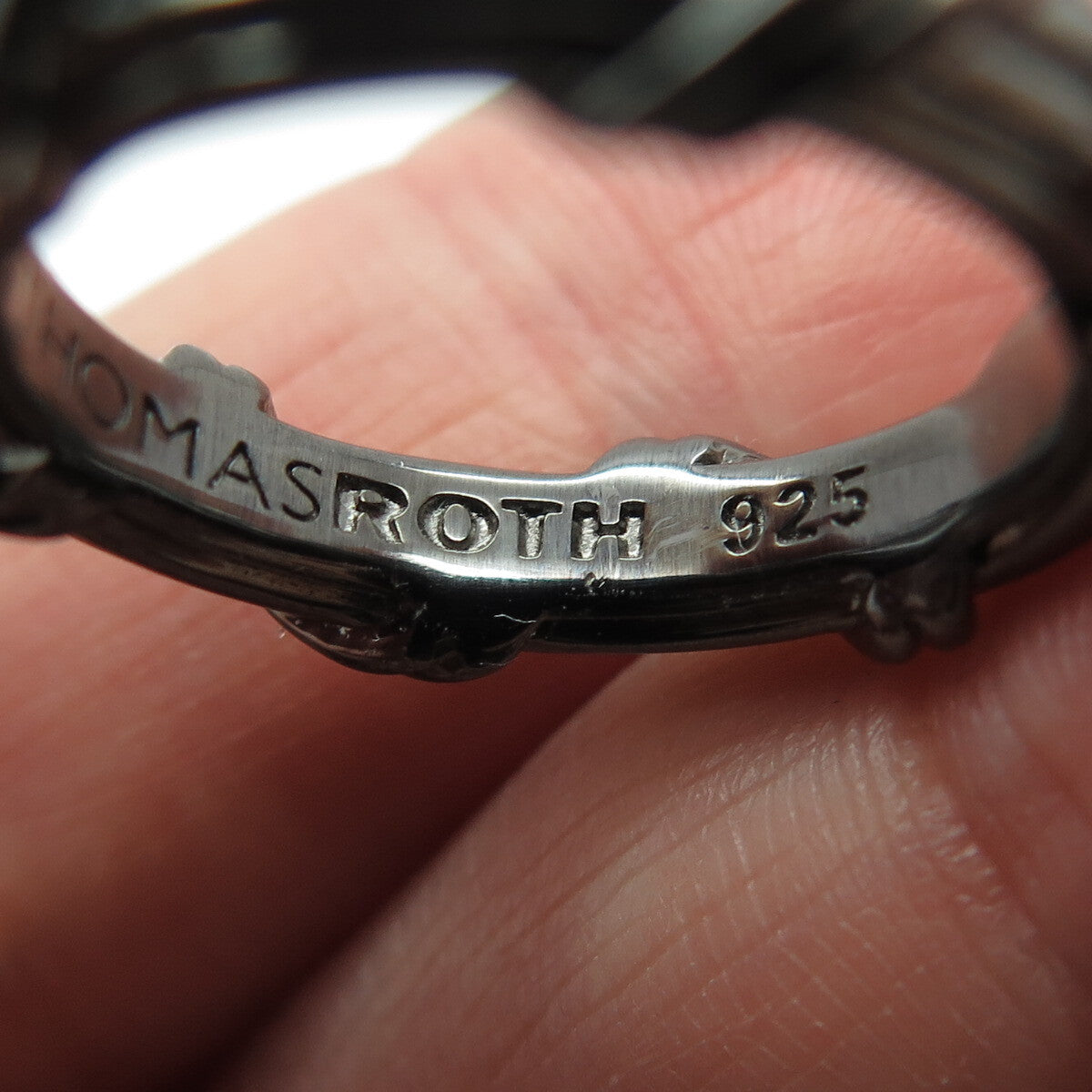 PETER THOMAS ROTH 925 Sterling Silver Black Rhodium Modernist Band Ring Size 7