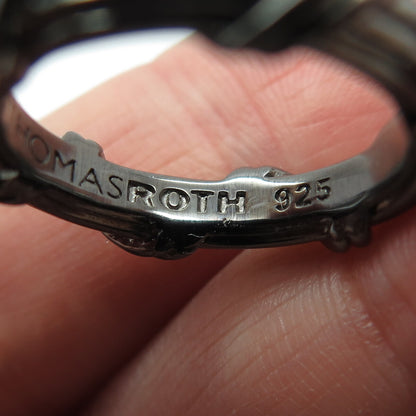 PETER THOMAS ROTH 925 Sterling Silver Black Rhodium Modernist Band Ring Size 7