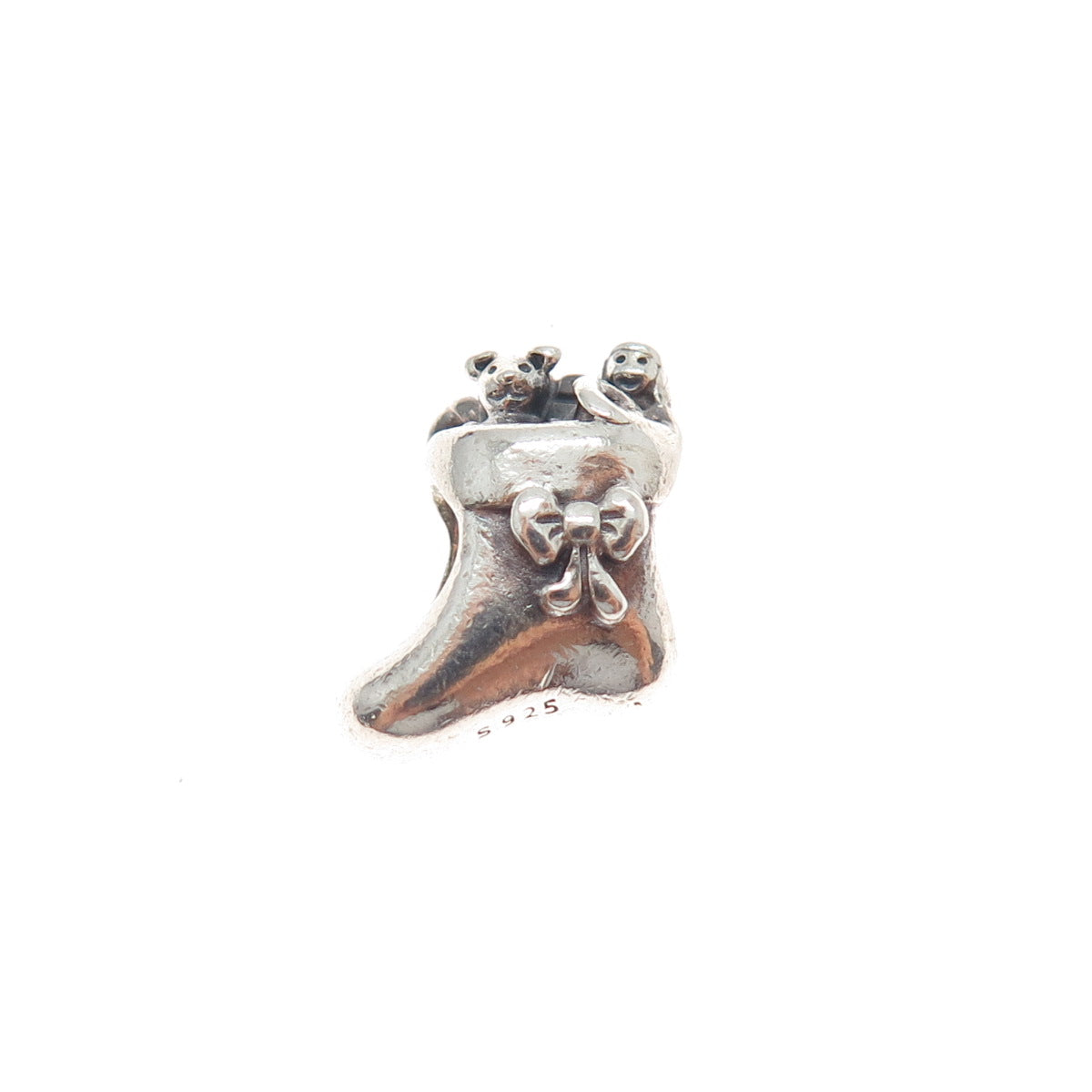 PANDORA 925 Sterling Silver Christmas Stocking Slide Bead Charm