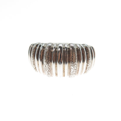 925 Sterling Silver Vintage Modernist Ribbed Dome Ring Size 7