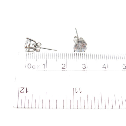 925 Sterling Silver Round-Cut C Z Stud Earrings