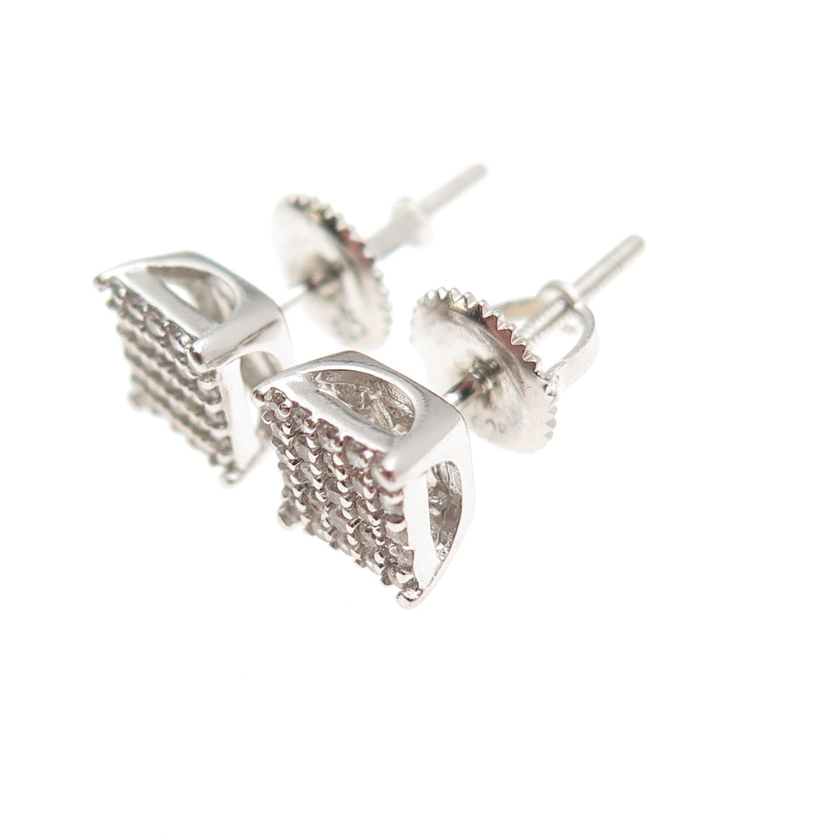 925 Sterling Silver Round-Cut C Z Stud Earrings